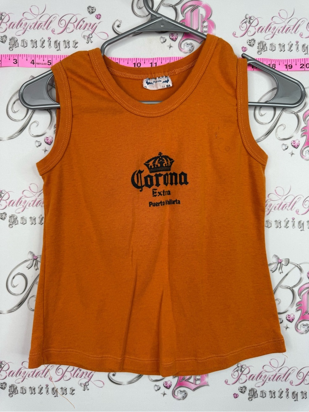 Corona Orange Sleeveless Logo y2k baby tee style cute corona extra Mexico